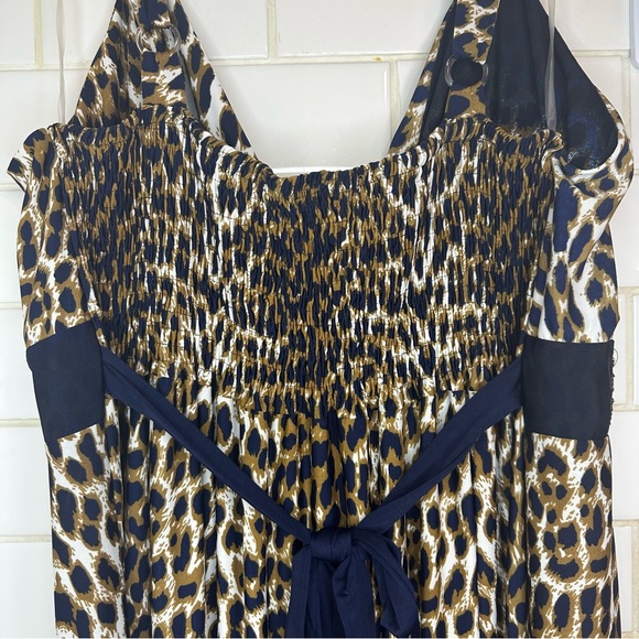 🍓Plus Size Maxi Dress 3x Studio West Apparel Cheetah Smocked back Tie Waist NWT - Picture 5 of 8